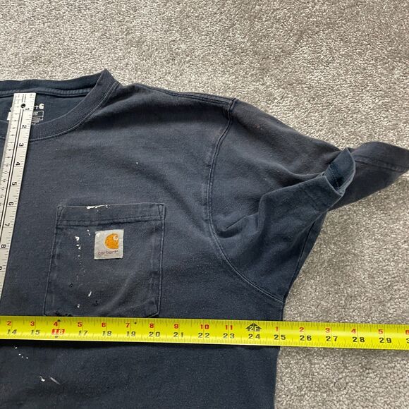 Carhartt K87 Loose Fit T-Shirt Mens Large Blue k Crew Neck Cotton Pocket Tee Top - Picture 3 of 16